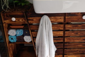 wooden bathroom cabinet made of recycled materials